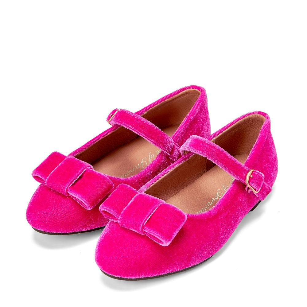 Ellen Minimalistic Bow Velvet Mary Janes