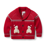 The Holiday Bear Baby Cardigan, red