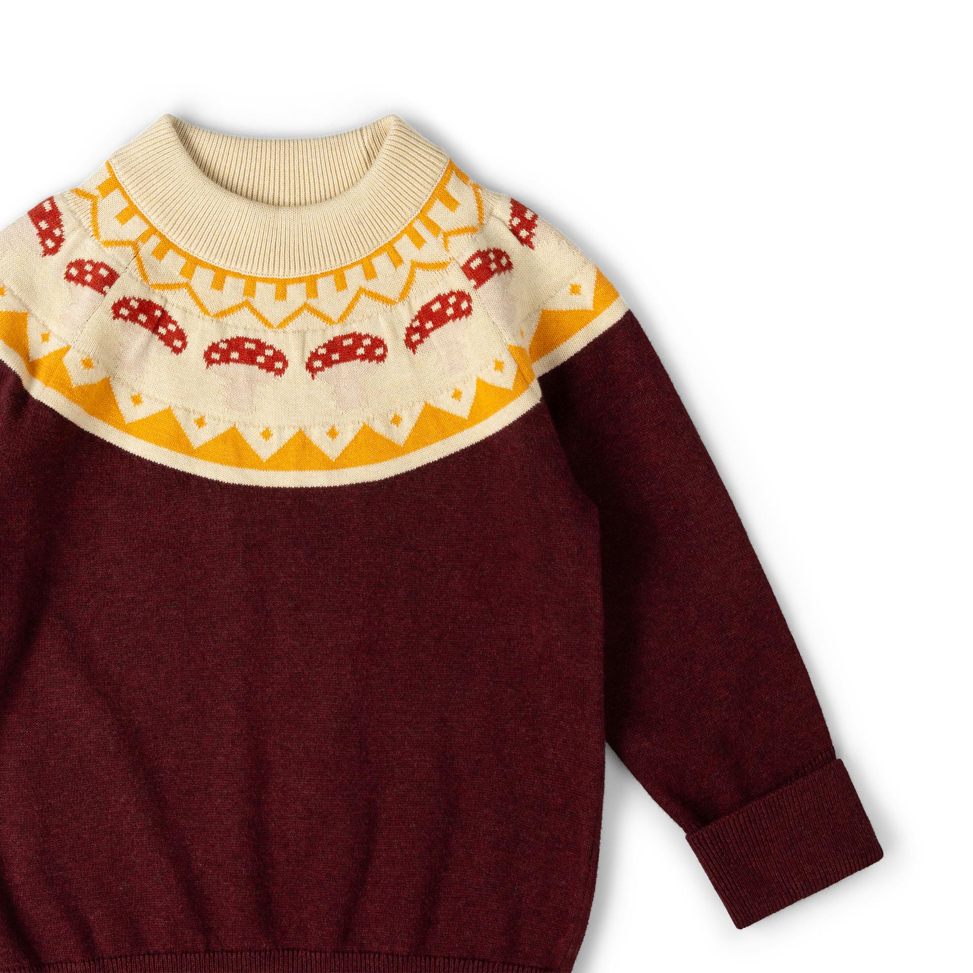 Mushroom Fairisle Knitted Jumper, Brown