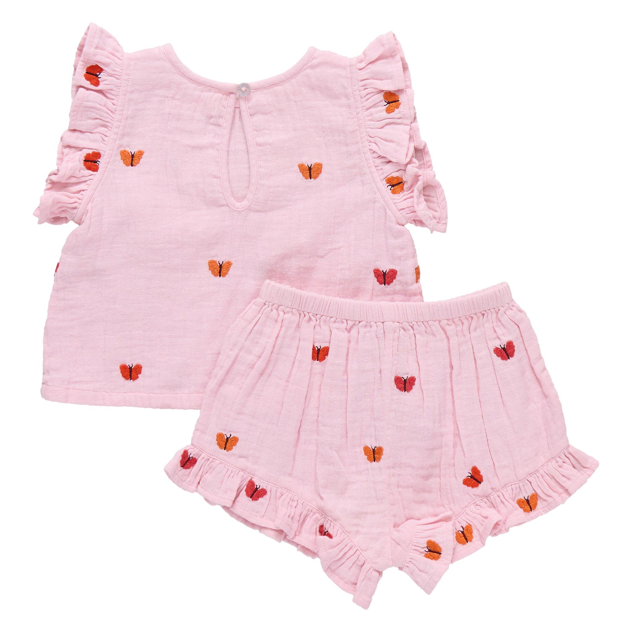Baby Girls Roey 2-PC Set - Butterfly Embroidery