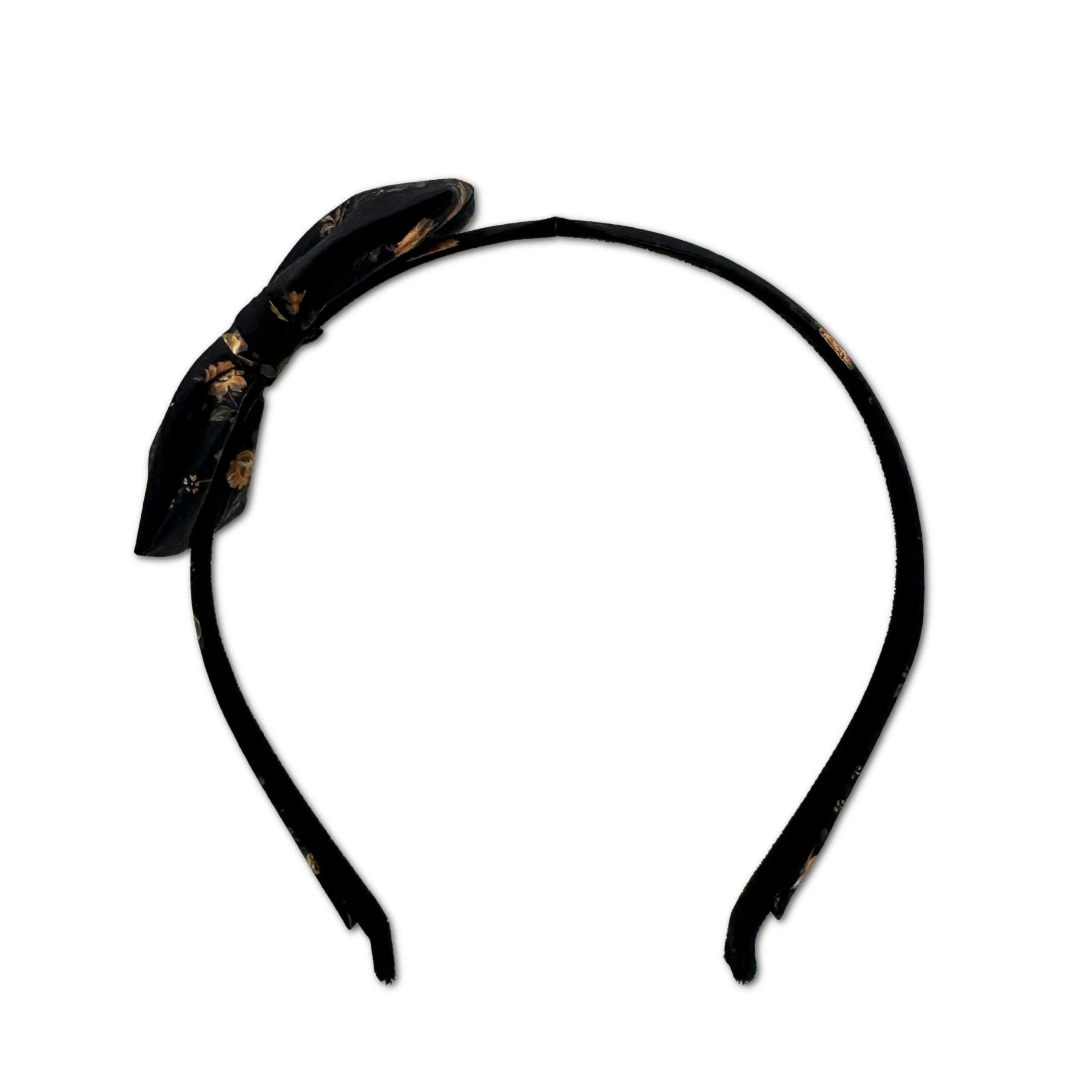 Liberty of London Bow Headband, Black/Gold Floral