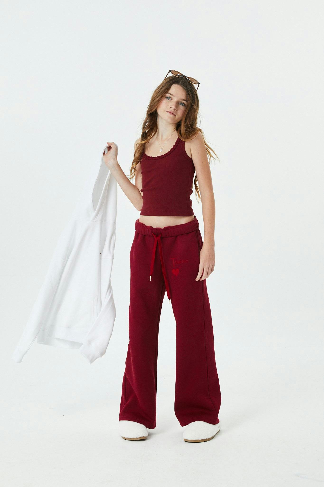 Cami Merlot French Terry Wide Leg Jogger - Ace