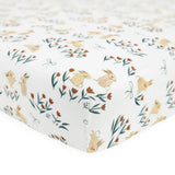 Stretch Knit Crib Sheet - Bunnies and Tulips