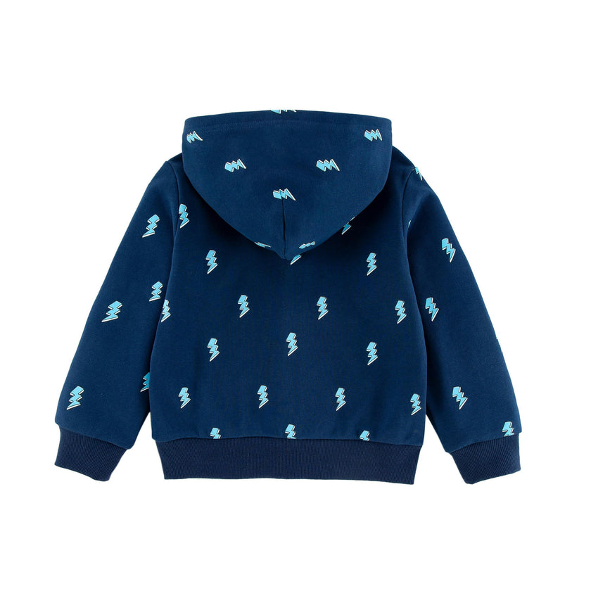 Soft Fleece Zip-up Hoodie, Blue Lightning