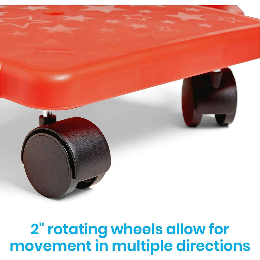 Red Indoor Scooter Board with Safety Handles for Kids Ages 6-12