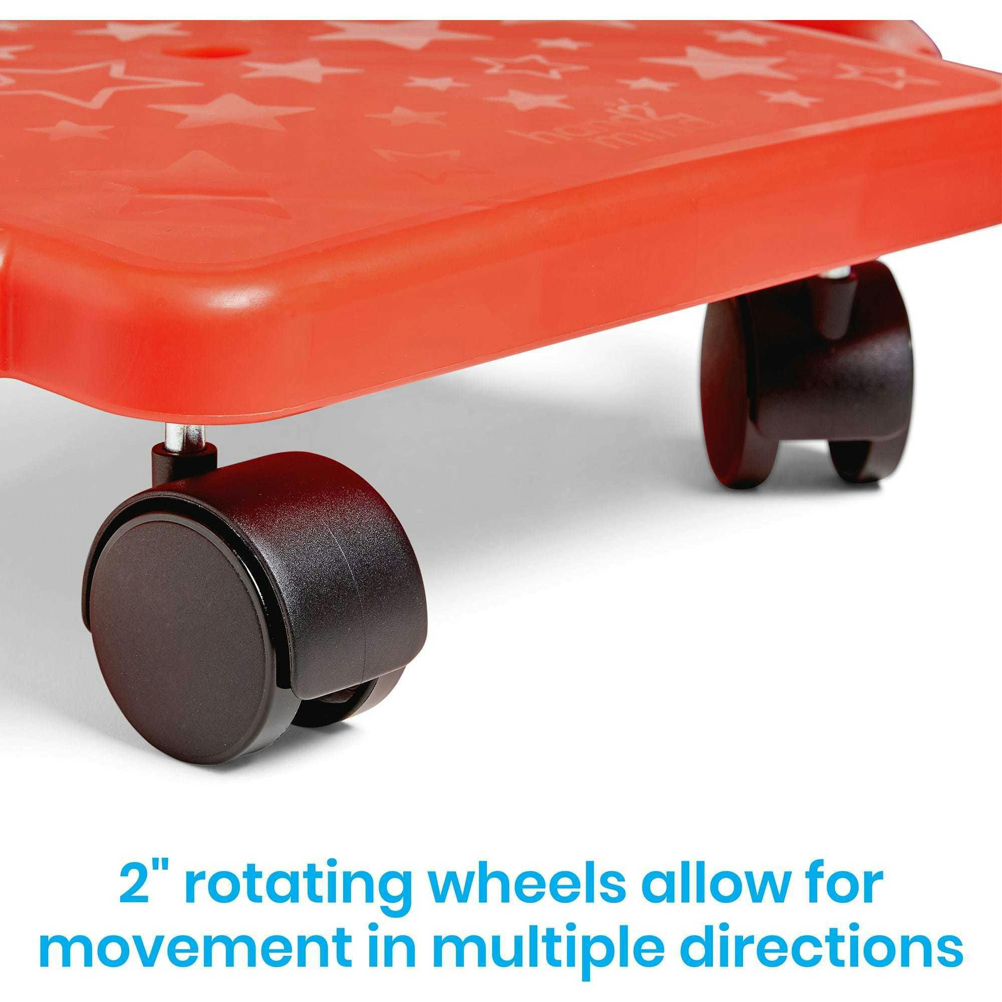 Red Indoor Scooter Board with Safety Handles for Kids Ages 6-12