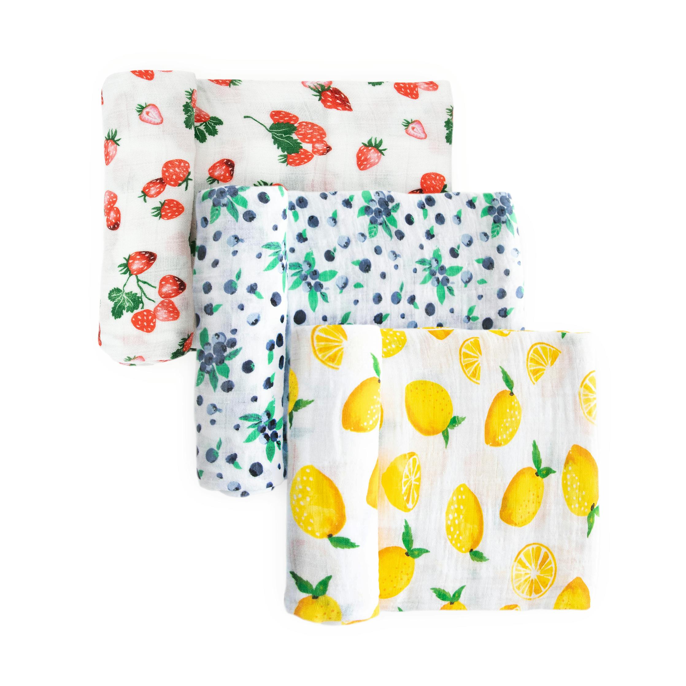 Cotton Muslin Swaddle Blanket 3 Pack - Berry Lemonade