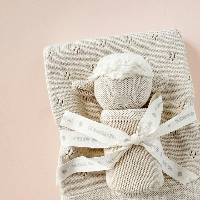 Lamb Blanket Lovey Gift Set