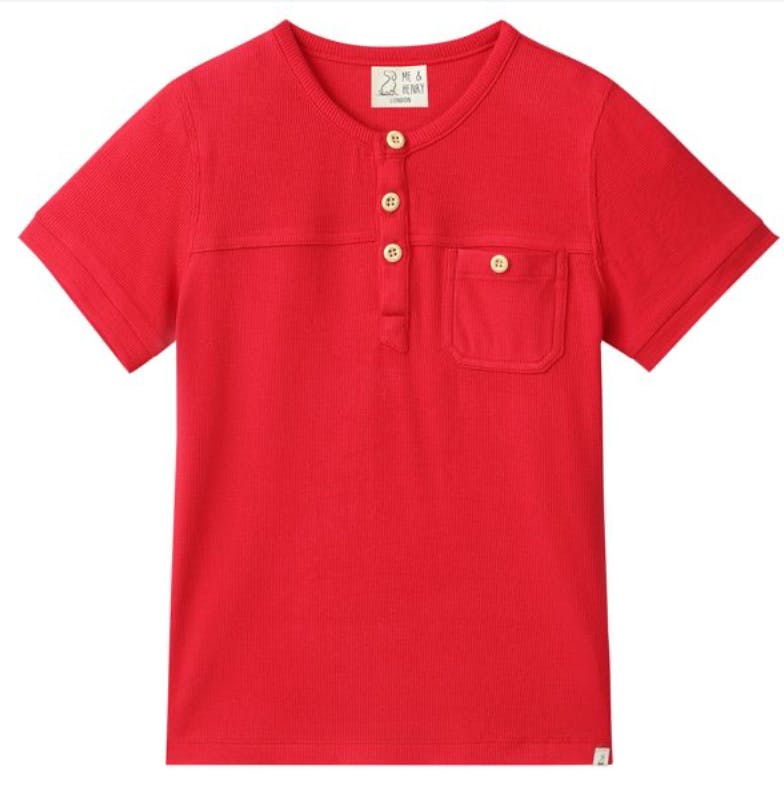 BOARDWALK RED Short Sleeved Henley Tee