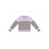 Lilac Chocolate Striped Cotton Sweater