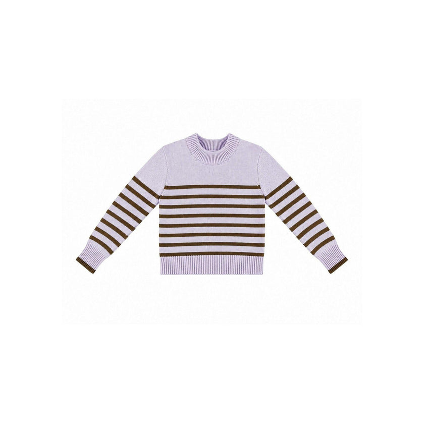 Lilac Chocolate Striped Cotton Sweater