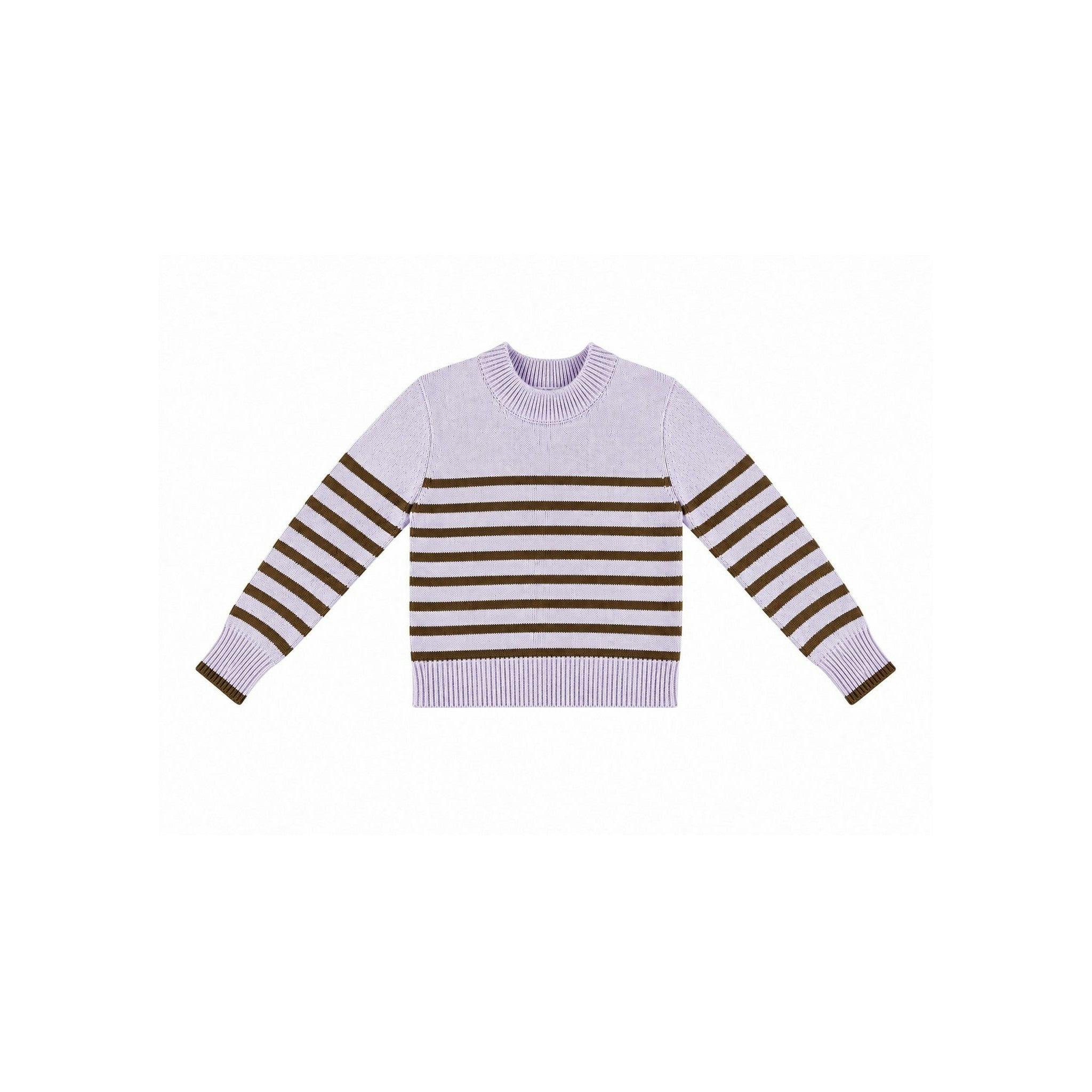 Lilac Chocolate Striped Cotton Sweater