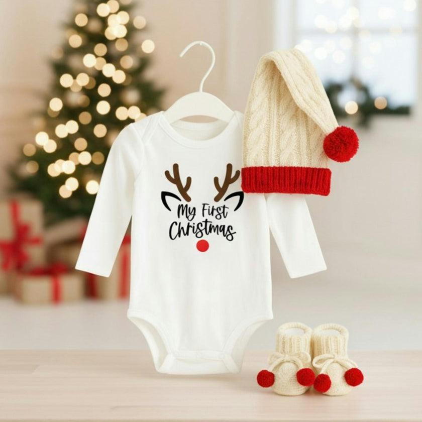 Baby Christmas Ivory Santa Hat Gift Set