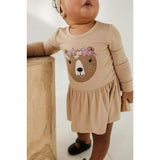 Girl's Bodysuit Dress Set Winter Floral