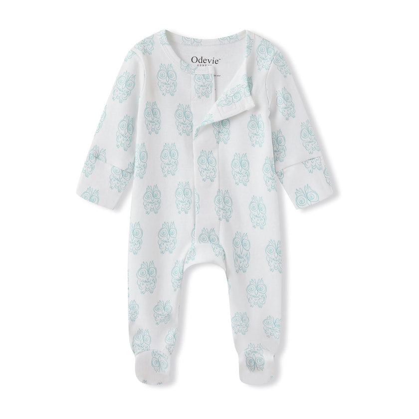 Organic Cotton Magnetic Footie Pajama - Petite Chouette Green
