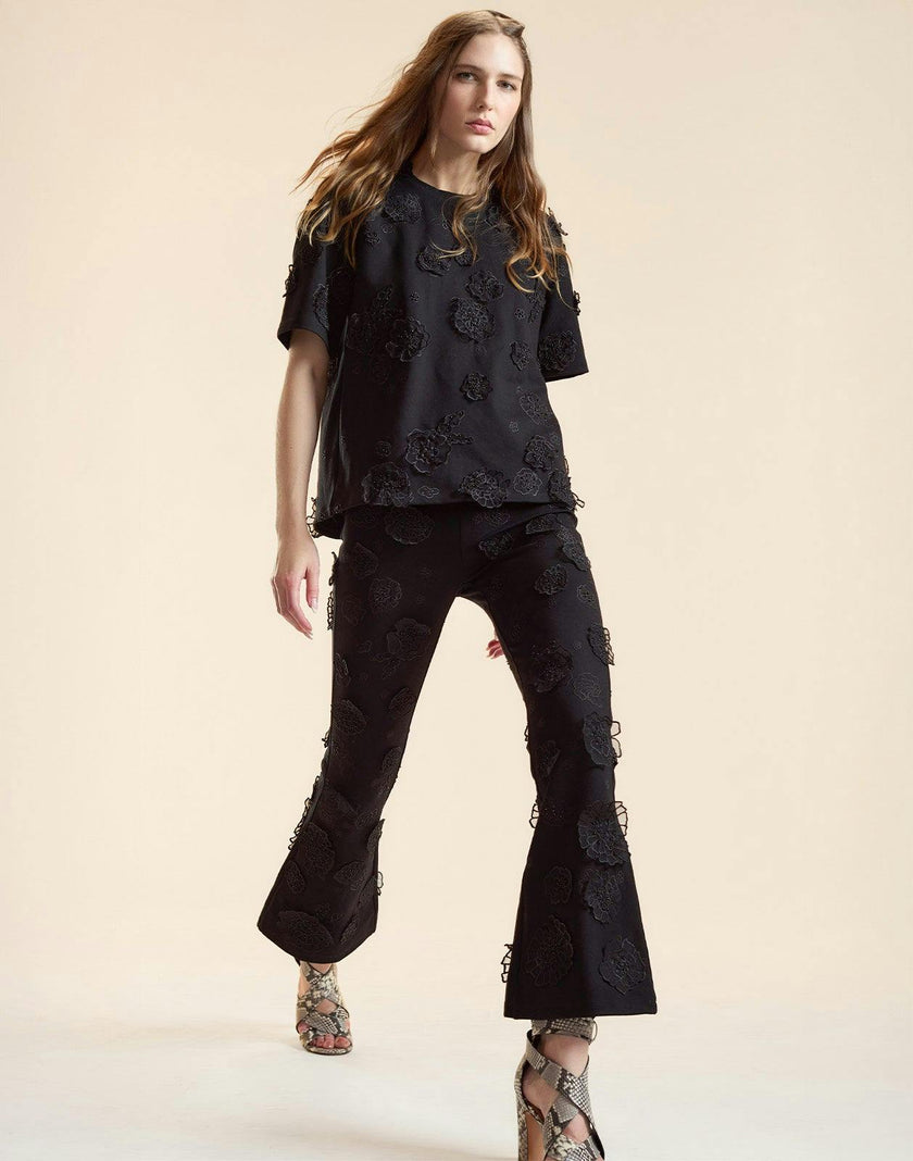 Embroidered Floral Applique Top