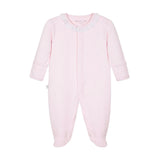 Pink Collar Quilted Pima Cotton Baby One-Piece Pajamas