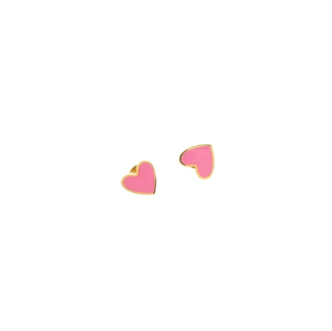 Enamel Pink Heart Stud