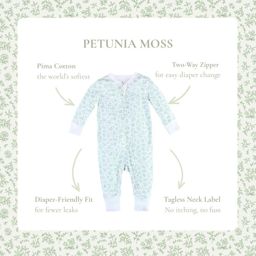 Zip up Pajama Petunia Moss