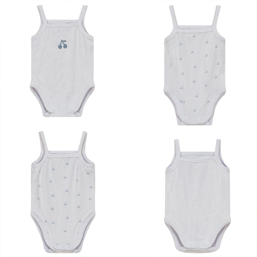 Ribbed Cherry Print Romper and Pouch Two Piece Set