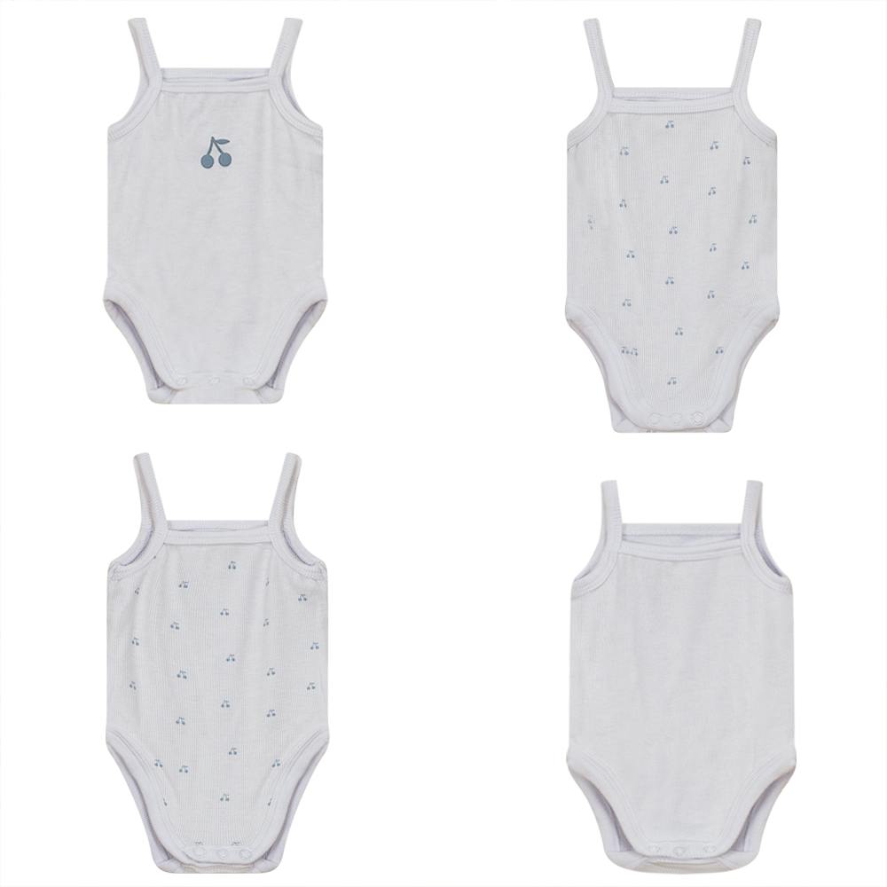 Ribbed Cherry Print Romper and Pouch Two Piece Set