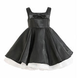 Black Lucienne Satin Bow Dress