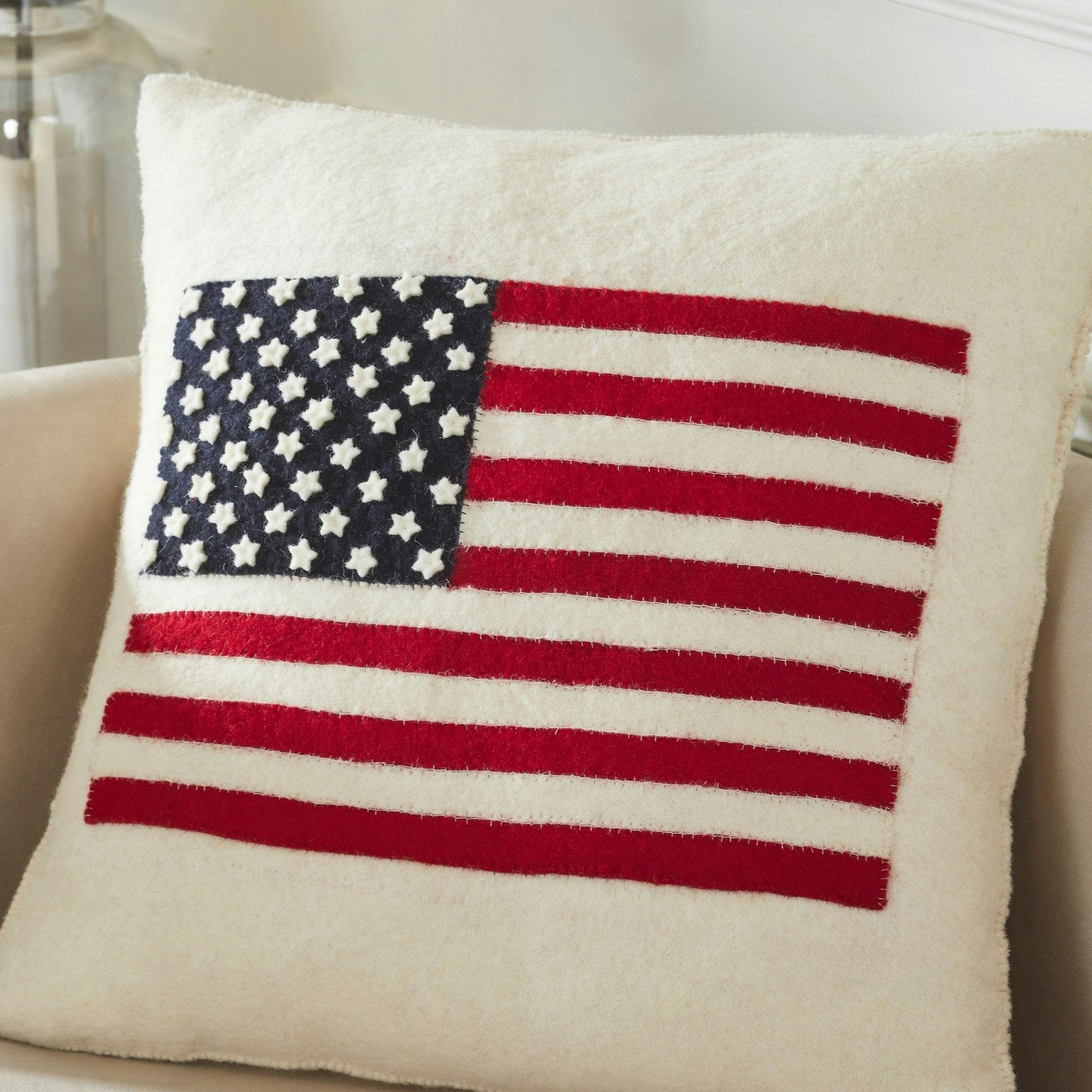 American Flag Hand Felted Wool Pillow - Cream 20
