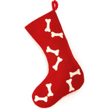 Hand Felted Wool Christmas Stocking - Bones Red