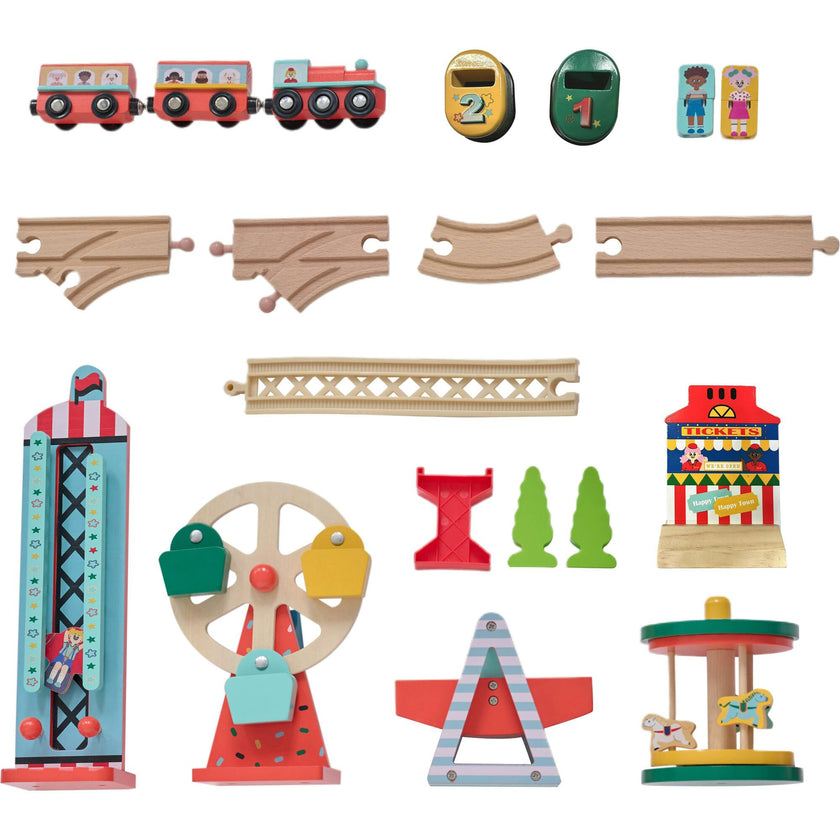 Teamson Kids Florida Amusement Park Wooden Activity Table with 6 Mini-Games