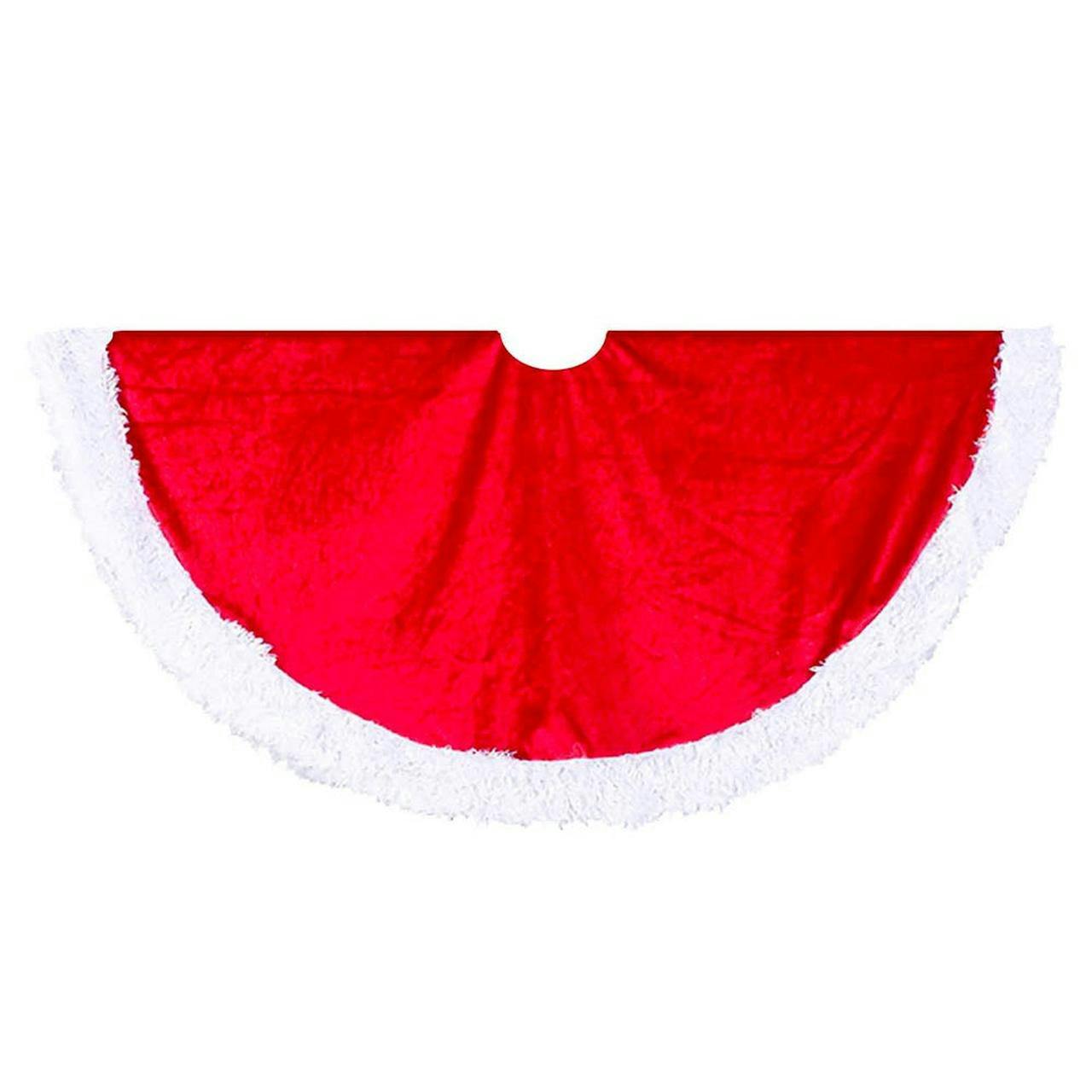 Kurt Adler 44-Inch Red Velvet Tree skirt with White Trim