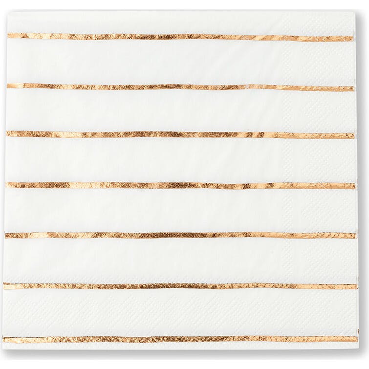 Rose Gold Frenchie Striped Large Napkins