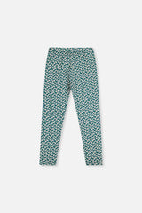 Organic Cotton Leggings Green Daisy Print