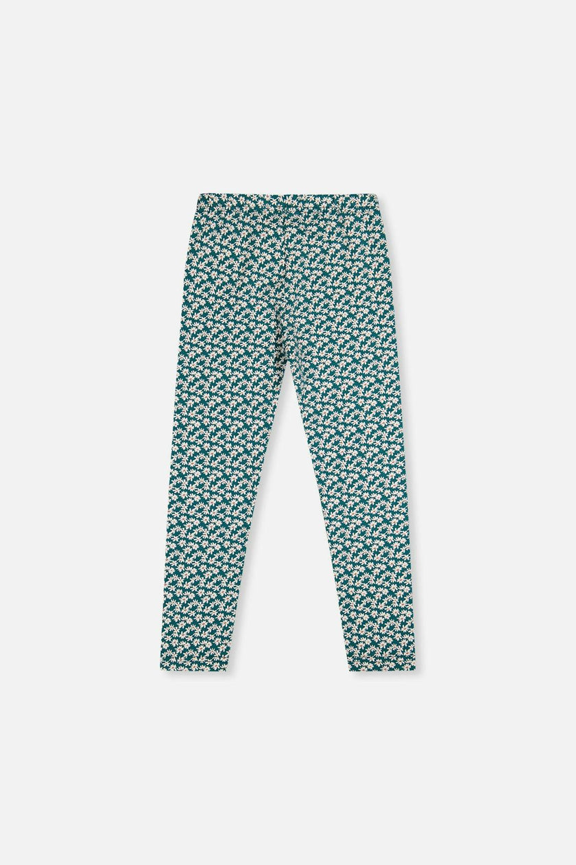Organic Cotton Leggings Green Daisy Print