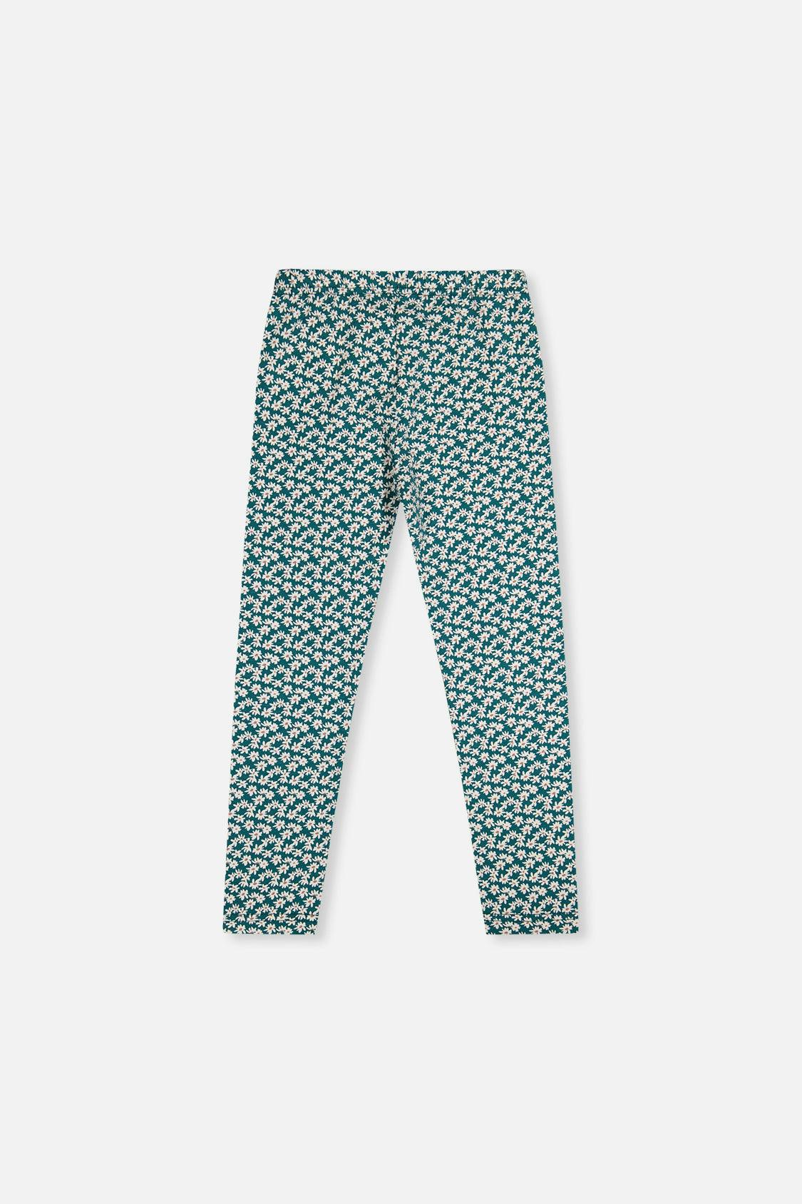Organic Cotton Leggings Green Daisy Print