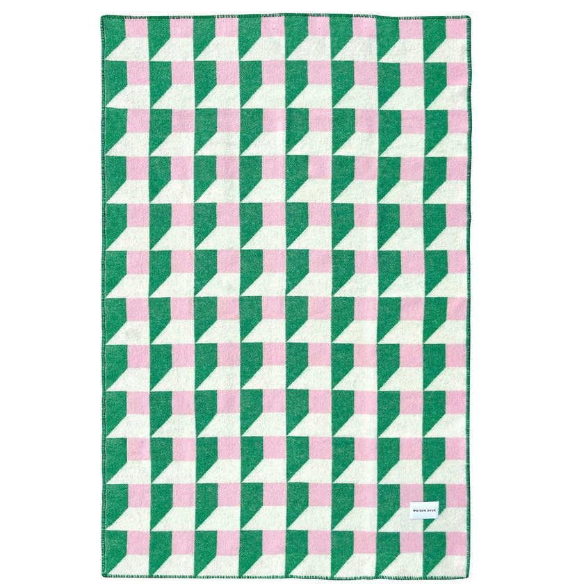 Blanket CUBICS Grass / Pink Print 4.25 x 6.5ft