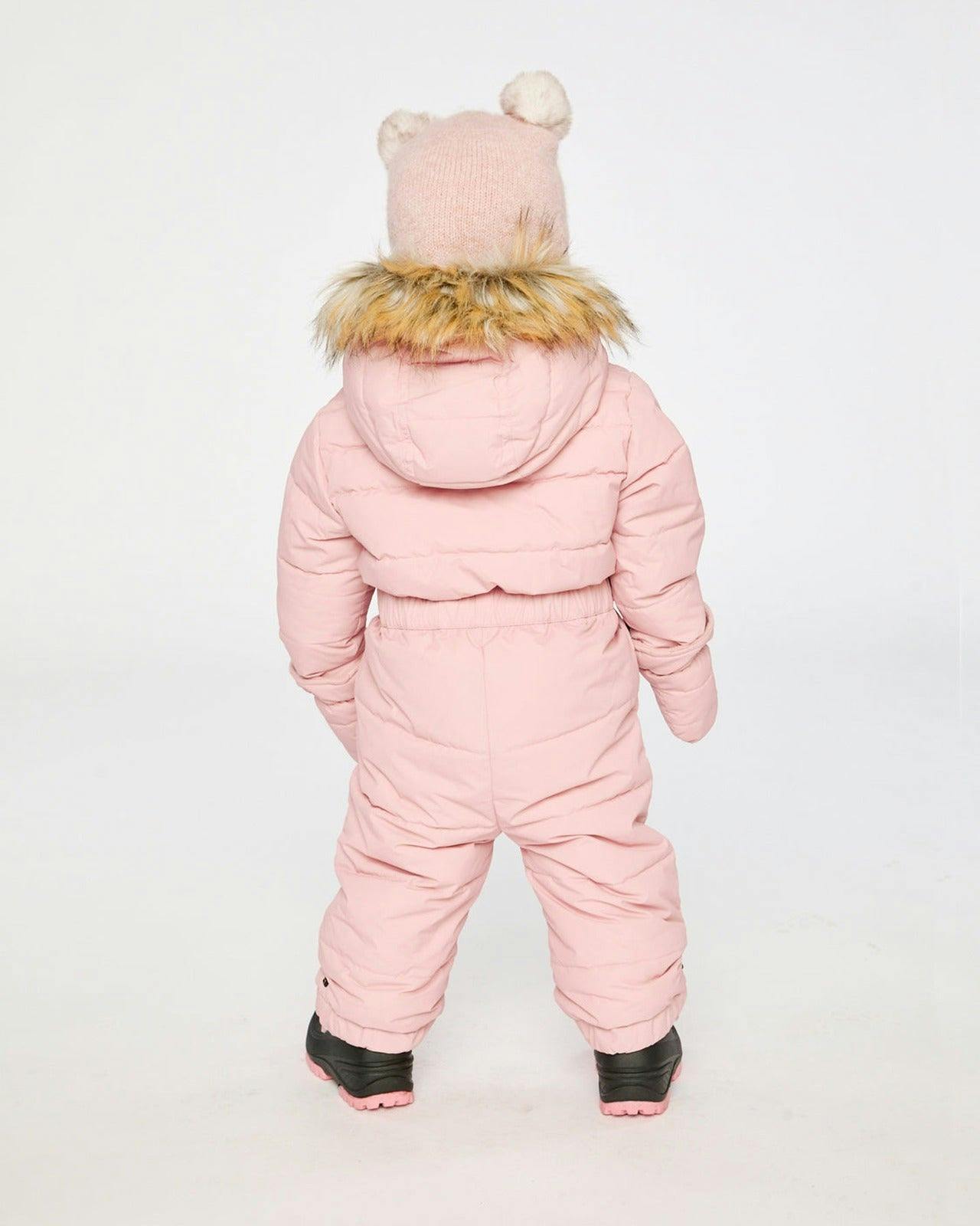 Baby Original One Piece Puffy Snowsuit With Removable Mittens And Boots Pale Dusty Pink