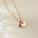 Personalized Valentine'S Disc Necklace, 14k Gold Plated