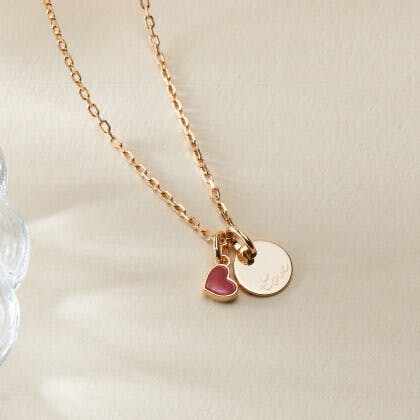 Personalized Valentine'S Disc Necklace, 14k Gold Plated