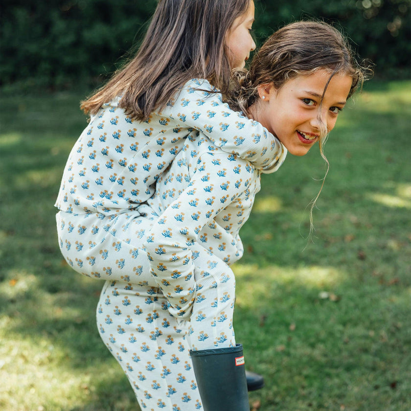 The Organic Long Sleeve Pajama Set [Marigold Block Floral]