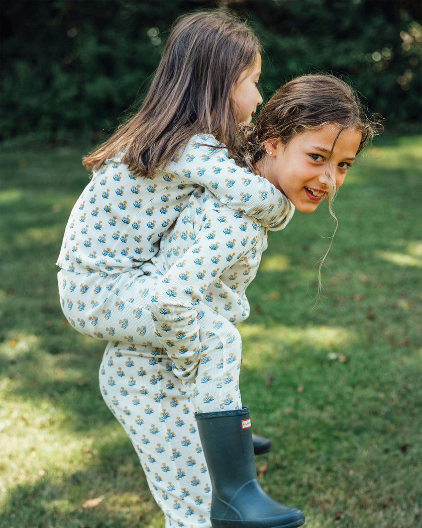 The Organic Long Sleeve Pajama Set [Marigold Block Floral]