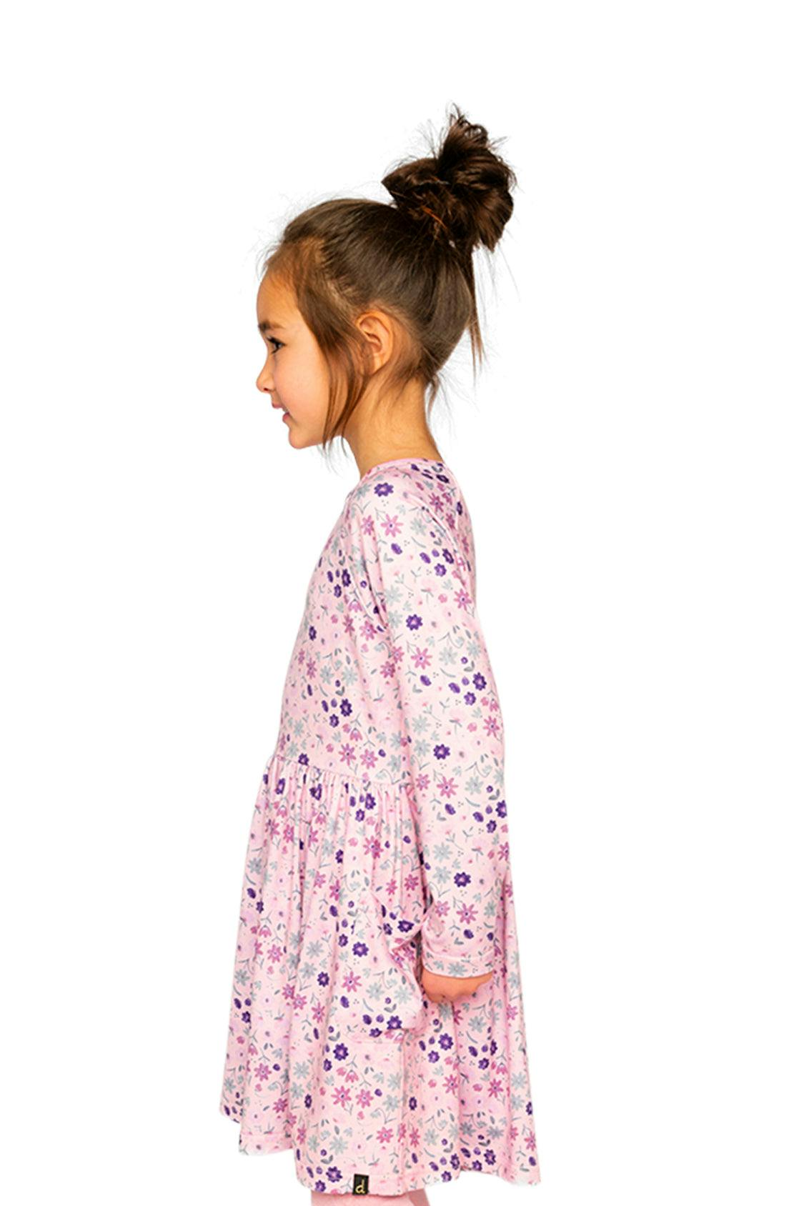 Long Sleeve Dress Rose Print Daisies