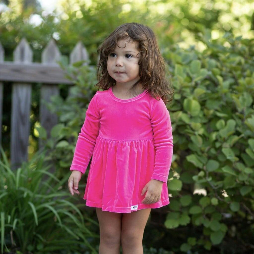 Long Sleeve Bubble Romper in Hot Pink Velvet