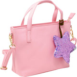 Faux Leather Tote Shoulder Strap Handbag With Sequins Happy Face Charm