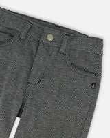 Stretch Jacquard Pants Grey Herringbone