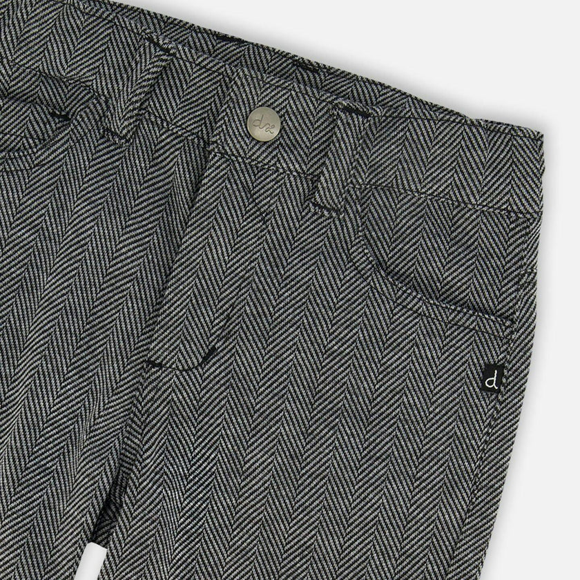 Stretch Jacquard Pants Grey Herringbone