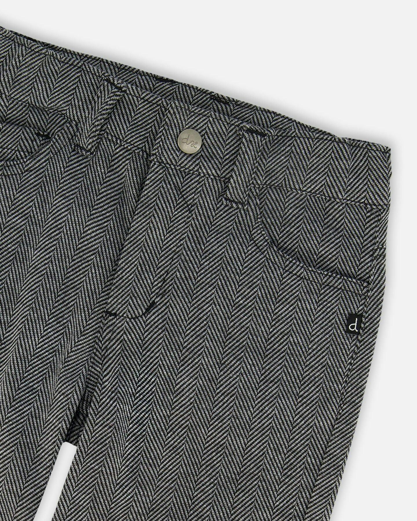 Stretch Jacquard Pants Grey Herringbone