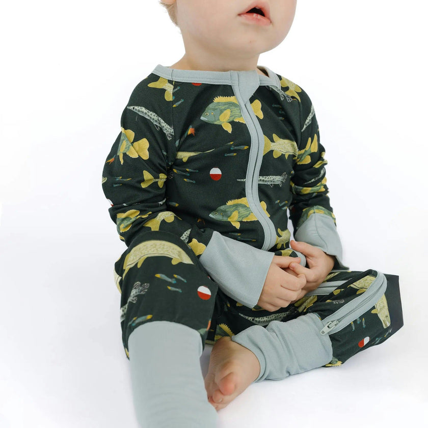 Gone Fishing Bamboo Convertible Footie Romper