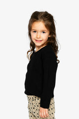 Brushed Rib Crew Neck Top Black