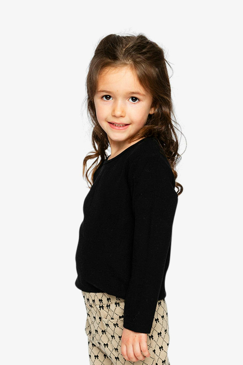 Brushed Rib Crew Neck Top Black