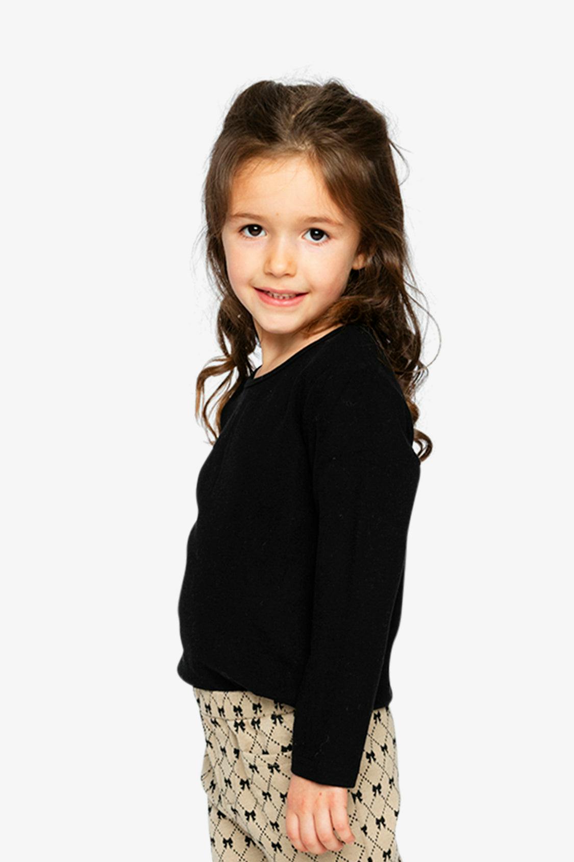 Brushed Rib Crew Neck Top Black